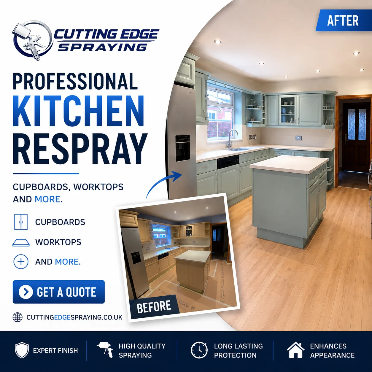 Kitchen spraying work by Cutting Edge Spraying